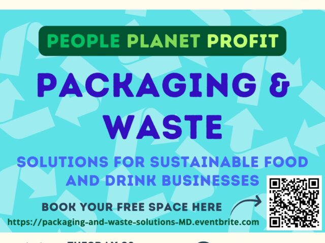 digital flyer for Packaging and Waste sustainable solutions event for food and drink SMEs in Mod Devon