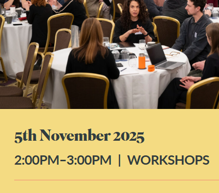 people sat at round tables with text to promote an online AFN workshop