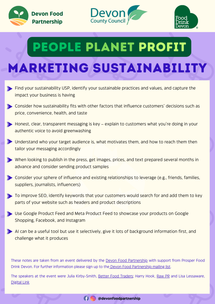 PPP Marketing Sustainability summary notes