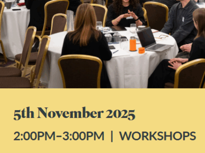 people sat at round tables with text to promote an online AFN workshop