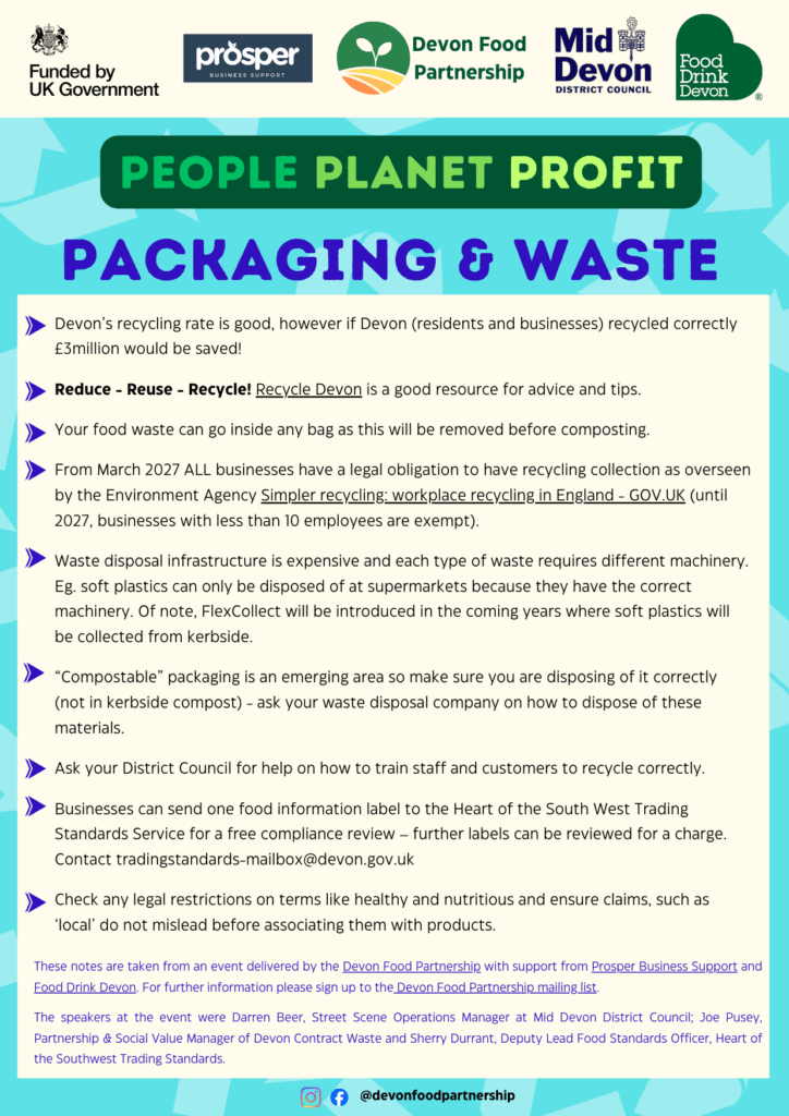 takeaways from Mid Devon Packaging and Waste event in Dec 2025