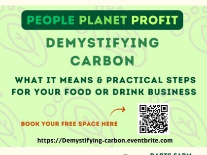Flyer for demystifying carbon event for food and drink businesses