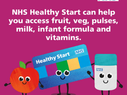 NHS Healthy Start graphic explaining what you can buy on the scheme